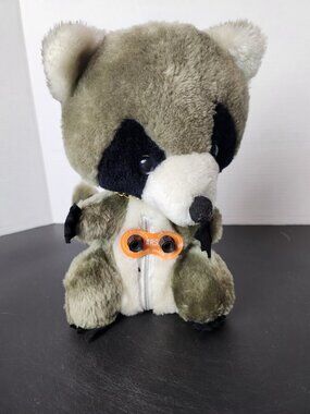 Vintage 70s Radio Shack Raccoon Plush AM Radio Stuffed Animal Korea
